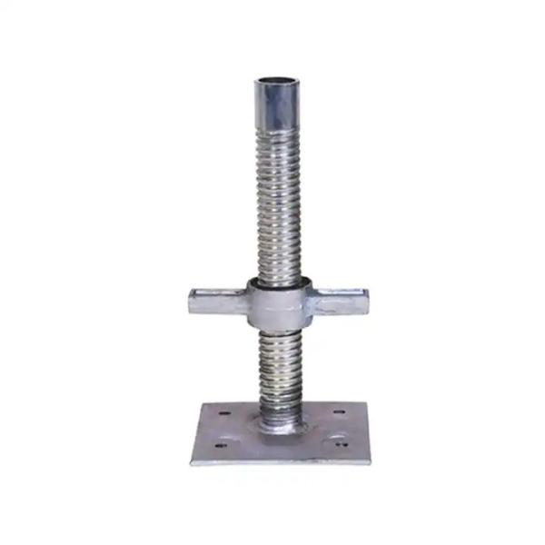 Galvanized Hollow Adjustable Scaffolding Base Jack, Partial‑Thread Steel Screw Base Plate for Ringlock Scaffolding Construction
