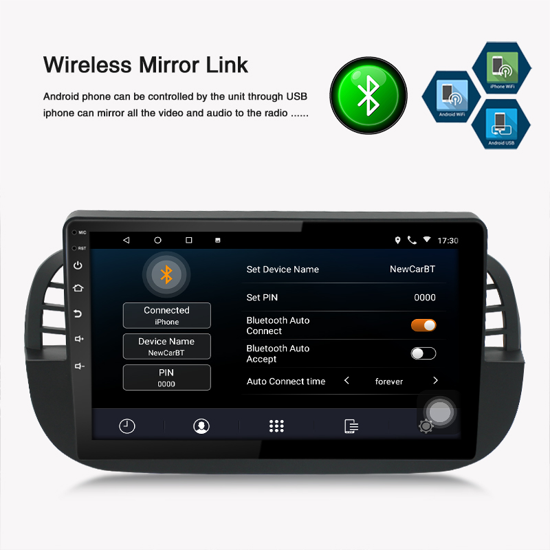 IPS Android 13 Автомобильный мультимедийный проигрыватель GPS навигация Для Fiat 500 2007 - 2015 Автомобильный Android стерео