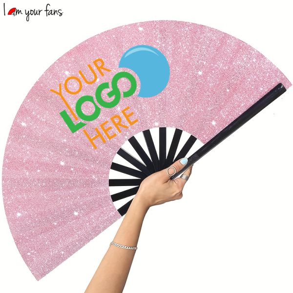 Wholesale Price Large Rave Fan Custom Fan Bamboo Dance Hand Fan for Cosplay/Photoshoot/Promotional Events
