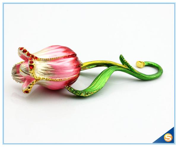 Handmade Pink Bud Flower Trinket Box Belt Hook Jewelry Box SCJ643