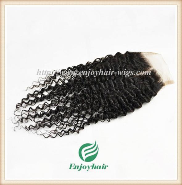 Lace top closure 5''x5'' ,brazilian virgin hair natural color deep curly 10''-24''length