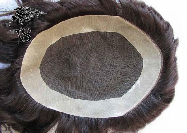 Medium Density Male Thin Skin Hair Replacement Systems Toupee With French Lace