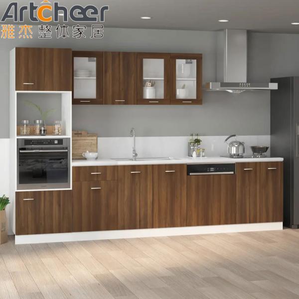 Particle Board Kitchen Cabinets in Industrial Style with Artificial Quartz Countertop