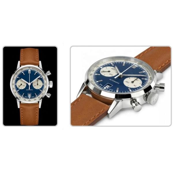 Кожа хронографа Gents наручных часов 10ATM кожаного ремня OEM