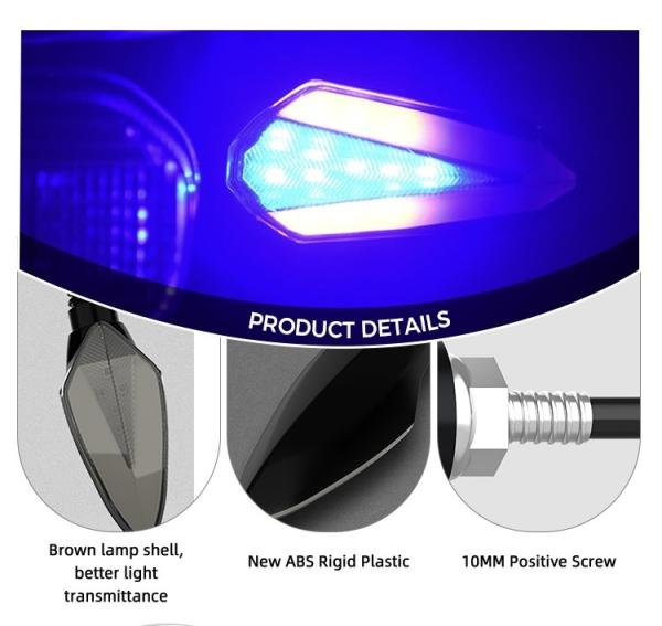 Lâmpadas de direção de motocicleta à prova d'água de voltagem universal de 12 V LED Indicador de sinal de virada
