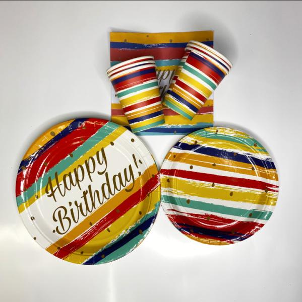 8 guests Birthday Party Tableware Decoration Set Rainbow Theme Tableware Paper Plate Supplies