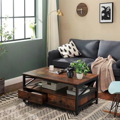 Vintage Industrial Coffee Table Furniture, Coffee Table With Drawer, Particleboard Coffee Table, XLCT21BX