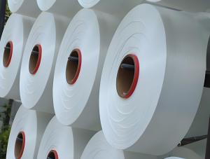 Recycle GRS Polyester Yarn 50D/24F Raw White Semi Dull Round Type