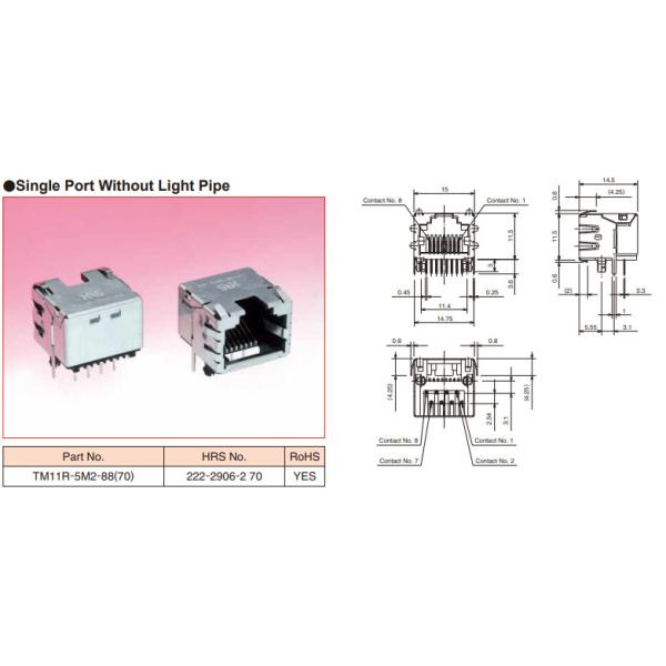 Subminiature серия соединителей TM11R-5M2-88 TM11R-5M2 LAN модульного Джек