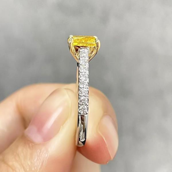 18K Белое золото Лаборатории созданы бриллианты обручальное кольцо 1.05ct Фантастический яркий желтый