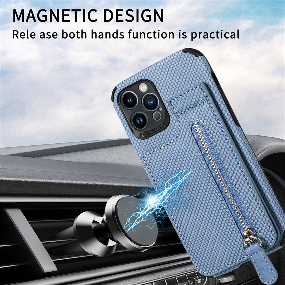 Laudtec Zipper Cards Wallet Leather Mobile Phone Case for iPhone 14 Plus 13 12 Mini 11 Pro Max X XS XR Purse Card Holder Cover