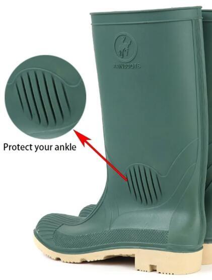 Ankle Protecting Mens Rubber Work Boots Sturdy Gripped Safety Toe Rain Boots