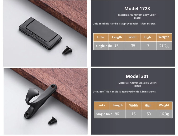 Solid Black Modern European Stainless Steel Alloy Solid Handle for Cabinet Shoe Door Surface Mounting Furniture Hardware