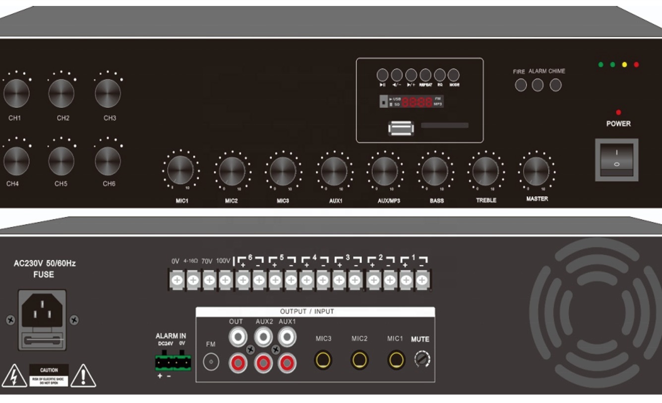 Mp3 FM Mixing Amplifier 560W 6 Channel Mixer Amplifier For Televisions