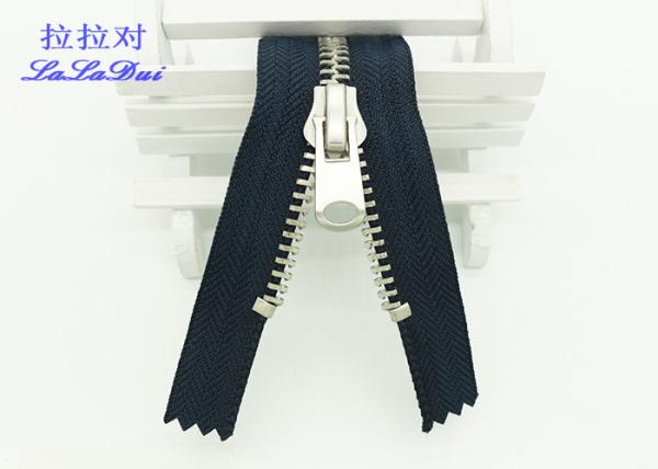 Heavy Duty Antique Silver Metal Teeth Zipper 5# Black Tape For Clothes And Jeans