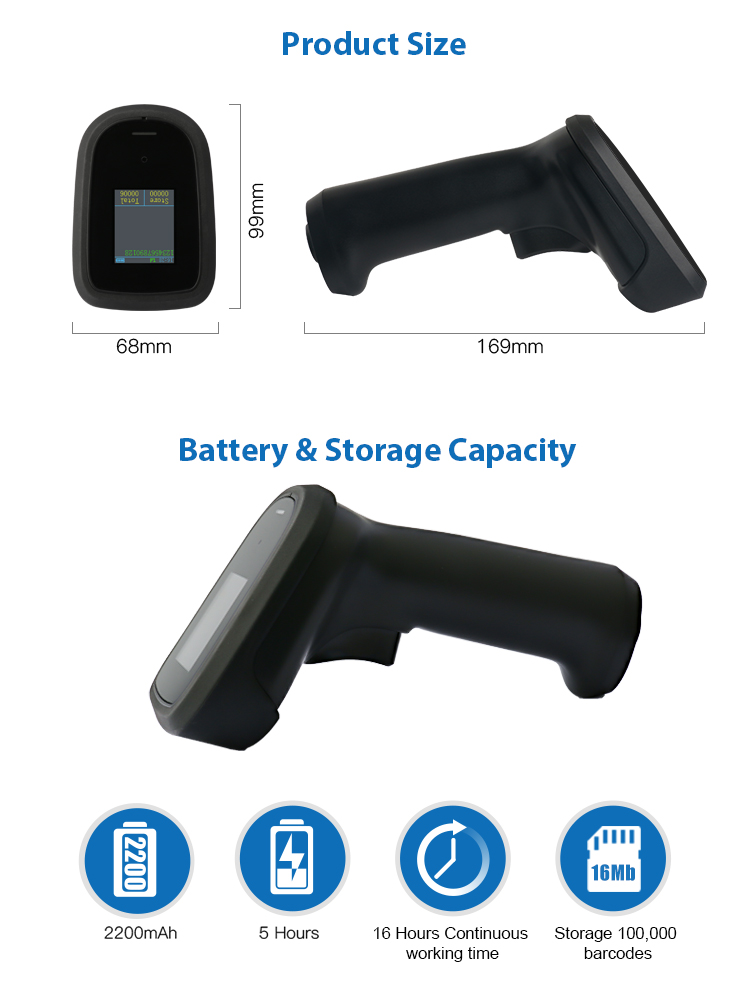 Оружие 35CM/S сканирования штрихкода андроида блока развертки кода CMOS Handheld QR с дисплеем
