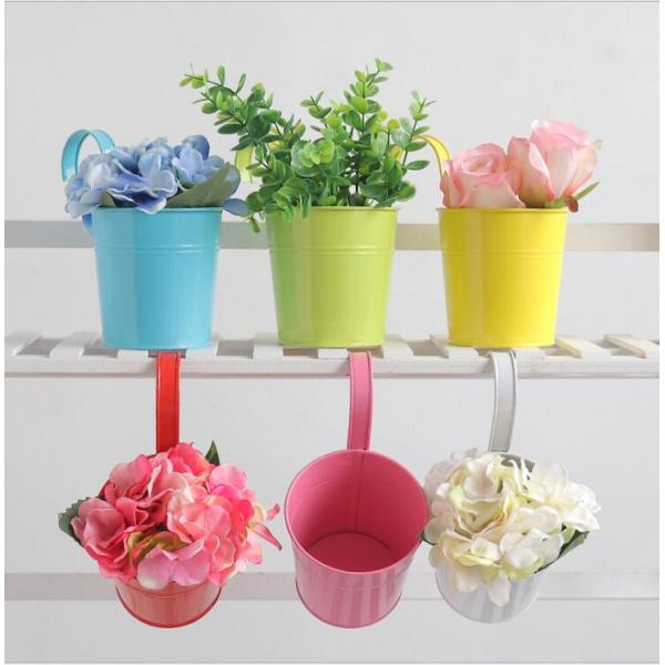 Metal Flower Pot Balcony Garden Planter Iron Hanging Flower Barrel