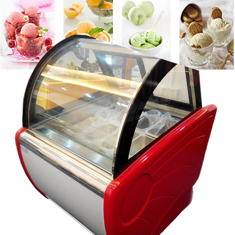 New Design 8 Trays Commercial  Ice Cream Gelato Display Freezer With Defrost System and Lighting