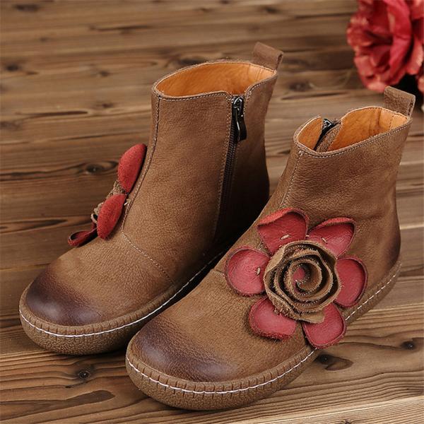 S013 Short boots women's autumn and winter Huizu beautiful explosion models women's shoes, women's boots, flowers,