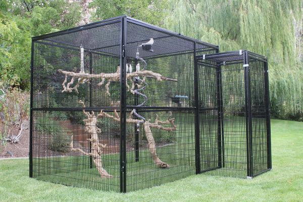 Durable Outdoor Aviary Cage , Metal Bird Cage Black Or Dark Green Color