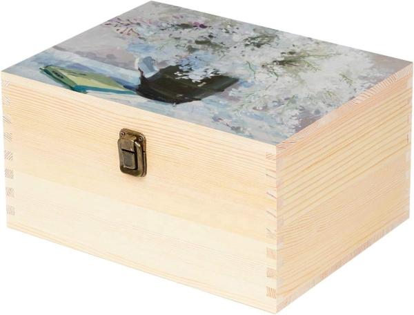 Hot Sale Customized Unfinished Pine Wood Box Natural DIY Craft Stash Boxes with Hinged Lid and Front Clasp