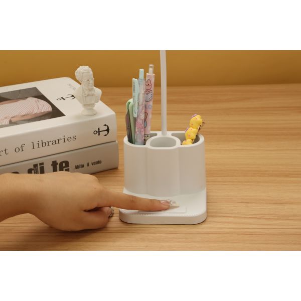 Modern LED Desk Lamp with USB Charging 3 Flexible Pen Holders Phone Holder Stepless Dimmable for Bedroom Study for Reading Room