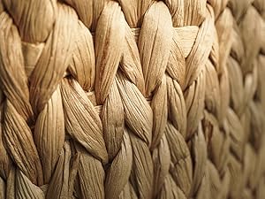 Wicker Waste Basket - Water Hyacinth Bathroom Garbage Can With A Lid - Bathroom Trash Can Boho Style - Wicker Trash Can With Lid For Household, Kitchen - Removable Liner, Iron Frame