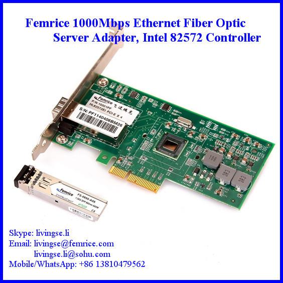 1 Gbs 1 Port Server Network NIC Cards, Intel 82572 Chipset, SFP Slot*1, PCI Express x4, LC Fiber, Femrice 10001PF