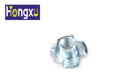 T nut, Four Claw Nail Furniture Nut, Grade 4,All Teeth Pre Embedded Four Legged Nail,Galvanized,Carbon steel