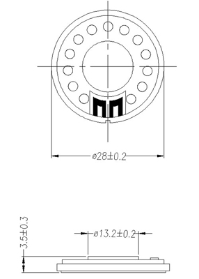 alto-falante de mylar de 28mm DXI28N-B 28 * 3.5 mm falante DXI28N-B China fabricante