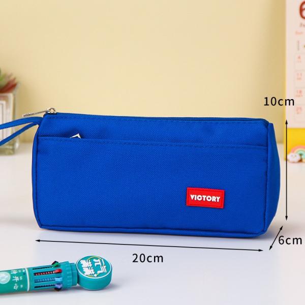 Creative Large Capacity Pencil Case in Colorful Solid Canvas for School Supplies