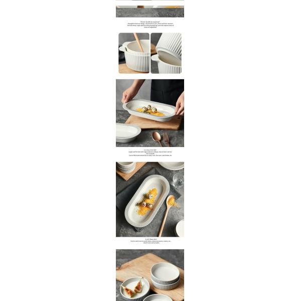 Nordic Relief Ceramic Dinnerware Set Clear Salad Bowl Cups Bowls Saucers Plates