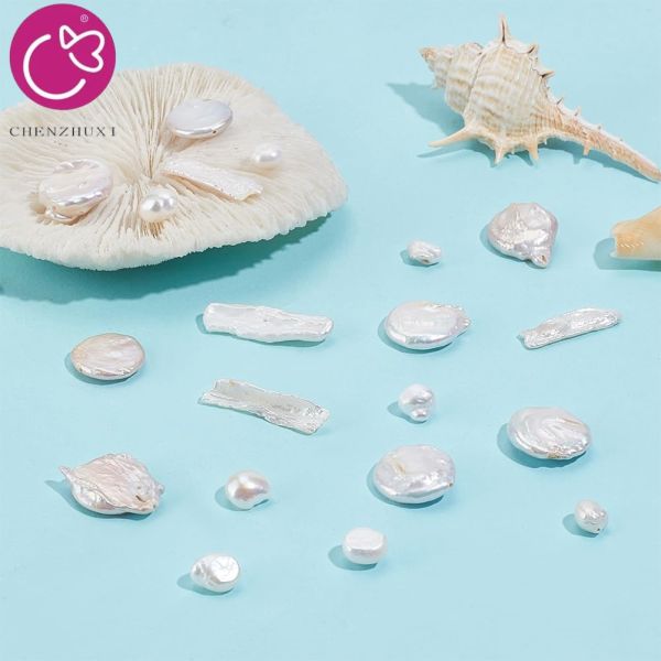 Different Styles Natural Freshwater Pearl Star Heart Round Button Baroque Loose Pearl and Pearl Earrings White Color Jewelry