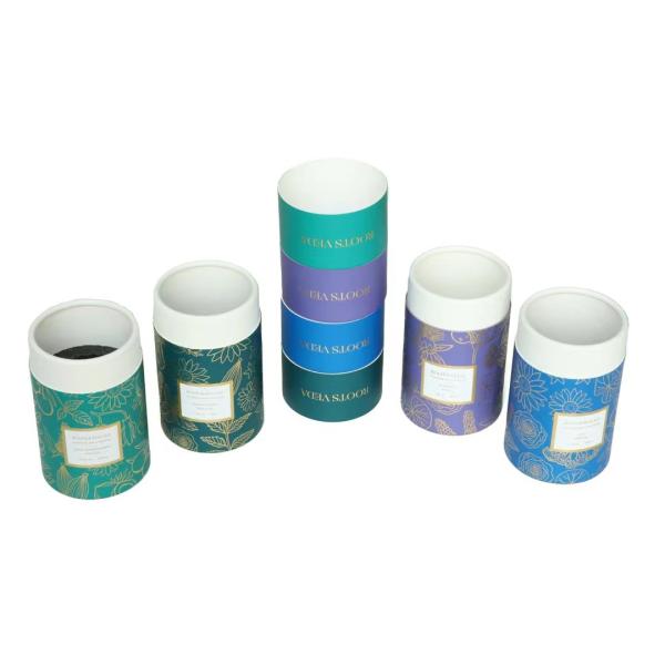 cilindro Caixa de papel de vidro Jar Caixa de papel tubo Candela embalagem para logotipo personalizado Design