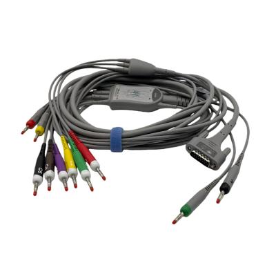 Edan SE-1515 DX12 EKG Cable with High Conductivity, Standard Banana Connector, and Durable TPU Medical-Grade Material