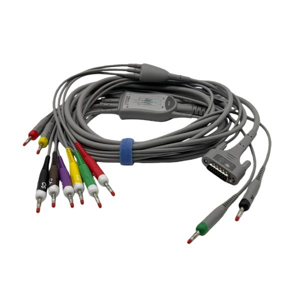 Edan SE-1515 DX12 EKG Cable with High Conductivity, Standard Banana Connector, and Durable TPU Medical-Grade Material