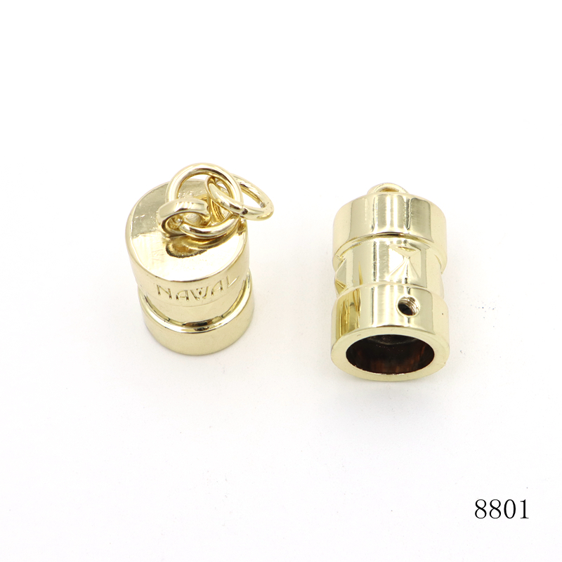 Round Rope End Stoppers Gold Plated Cord End Stoppers With Brand Logo