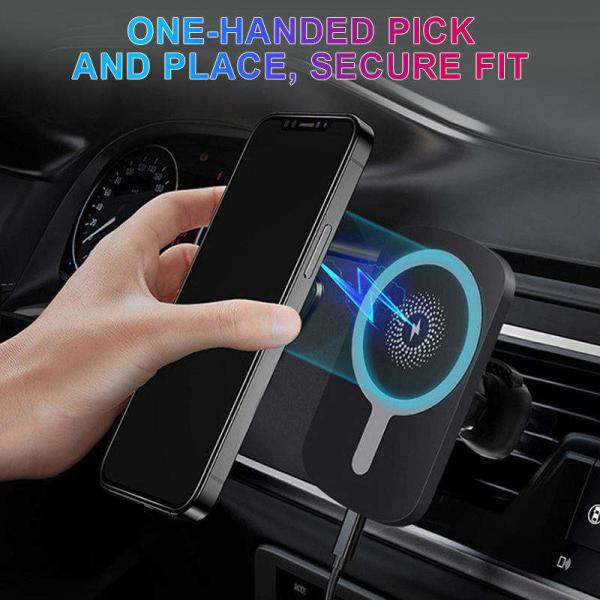 Black Qi Wireless Phone Charger Car Mount 15W Portable Fast