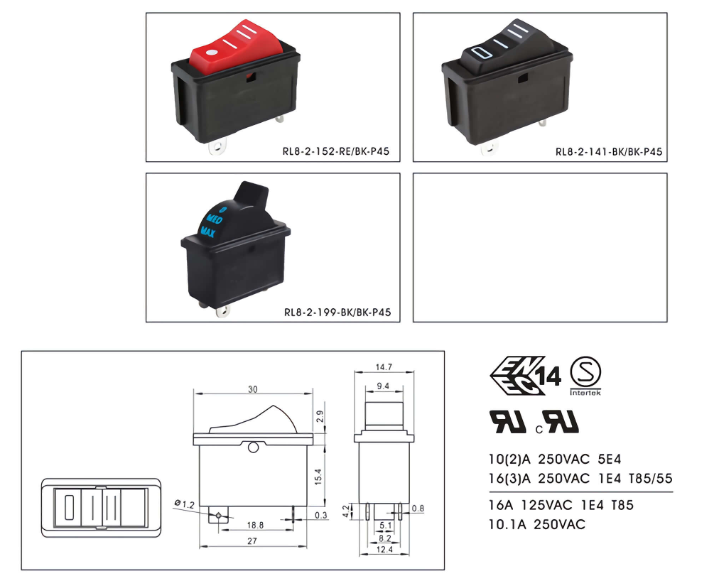 Electronic Devices Miniature Rocker Switch With SPST Configuration And Low Profile