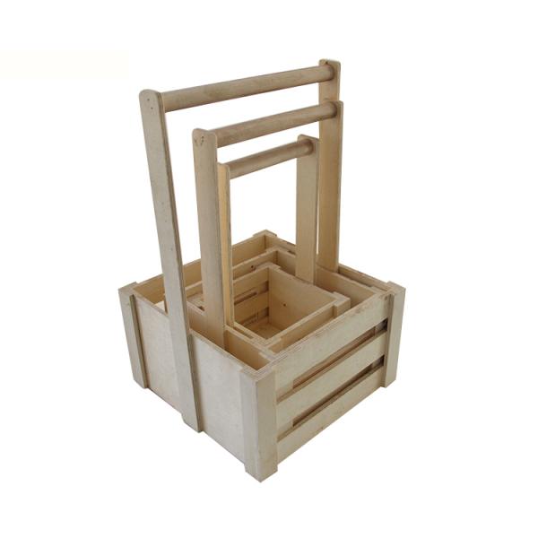 Custom Antique Wooden Pine Storage Baskets for Portable Fruit Organization