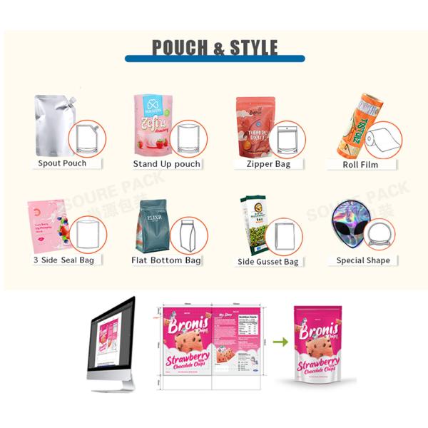 Plastic Rolling Tobacco Pouch Bag Baccy Bag With Zipper And Sticker