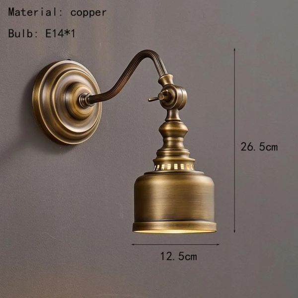 Clear Glass Indoor Parlor Bedside Stairs Hotel Lighting Old Copper Wall Lamp (WH-VR-129)