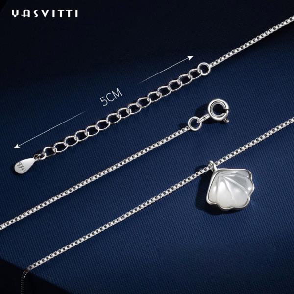 Ожерелье ожерелья 925 цепи ключицы раковины жемчуга естественные стерлинговое серебряное