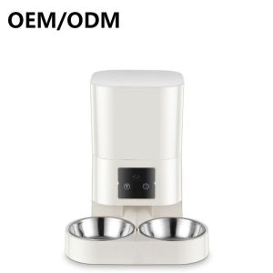 OEM/ODM Automatic Pet Feeder with Double Stainless Steel Bowls Smart Food Dispenser Timer