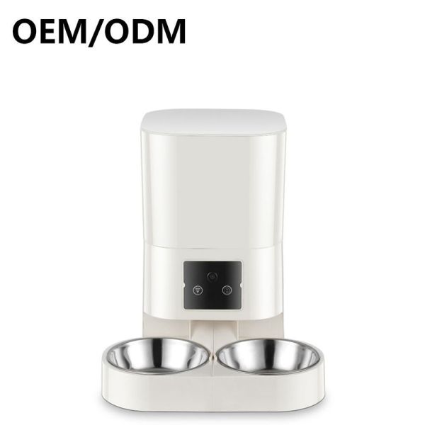 OEM/ODM Automatic Pet Feeder with Double Stainless Steel Bowls Smart Food Dispenser Timer