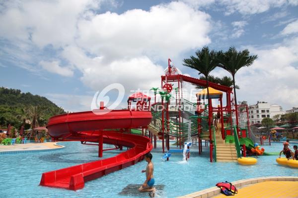 Customized 3 Riders Kids' Water Slides Aqua Park Equipment , Pink / Orange / Blue