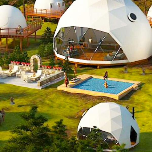 Geodesic Wind Resistant Hotel Dome Tent Scenic Area Huge Stainless Steel Frame