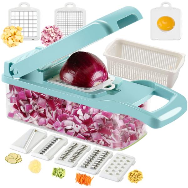 Custom Logo Stainless Steel 8 Blades Potato Onion Food Chopper Mandoline Vegetable Slicer