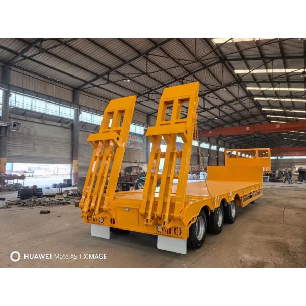 Стальная 3-осевая низкоположная шасси трактор прицеп грузовик плоская кровать 60-80 тонн полуприцеп