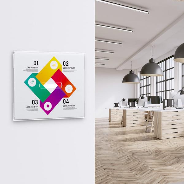 6 paquete horizontal acrílico de la pared portador de cartel 8.5 X 11 pulgadas acabado brillante sin perforación instalar